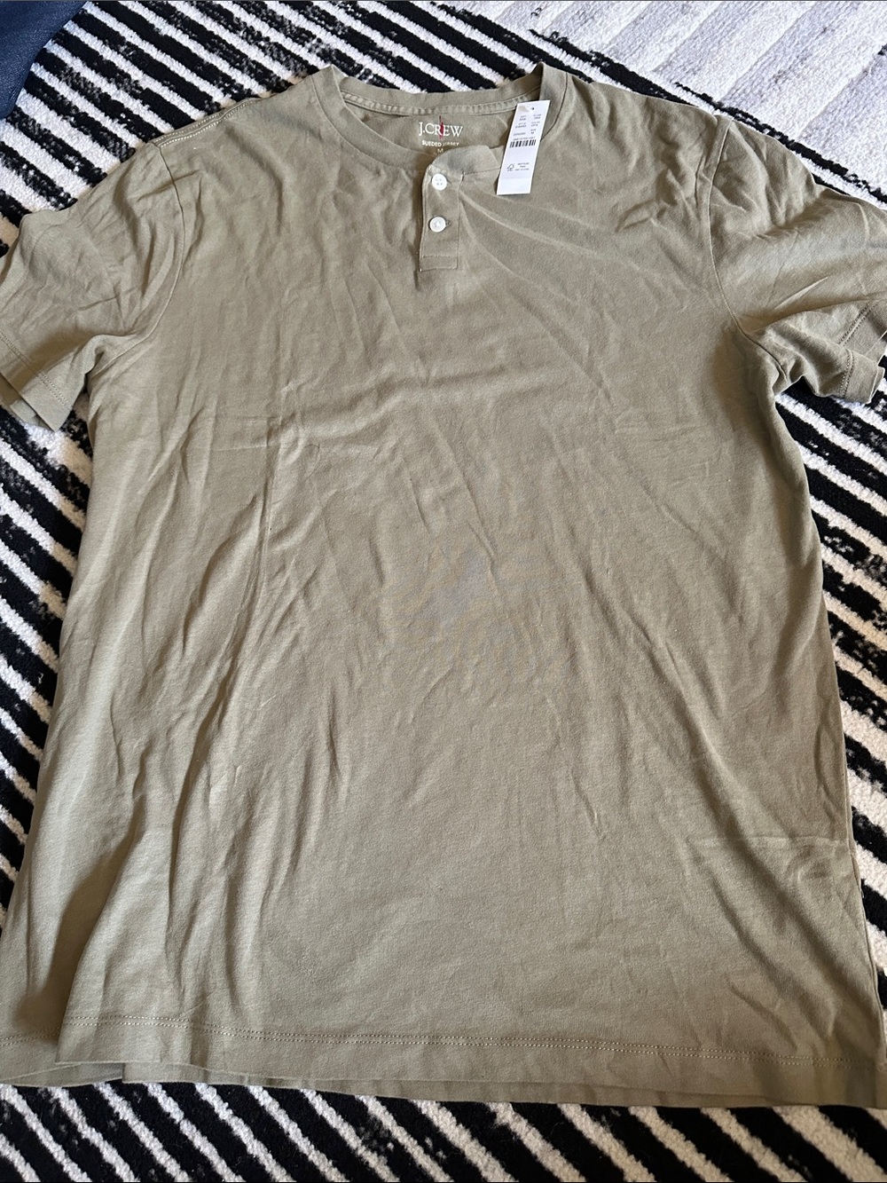 J. Crew Olive Henley Short Sleeve Tee sz m